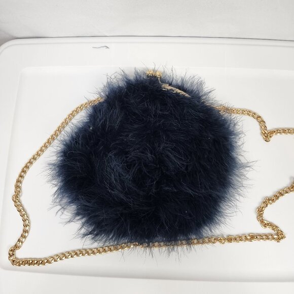 Amazon Navy Blue Feathered Purse - Picture 1 of 3